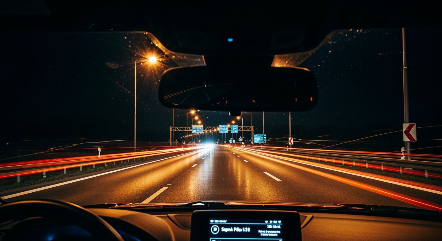 Nočná jazda po diaľnici