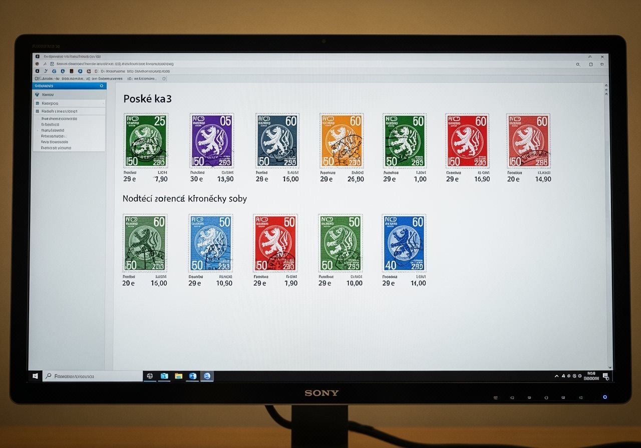 Cenník českých diaľničných známok na monitore počítača