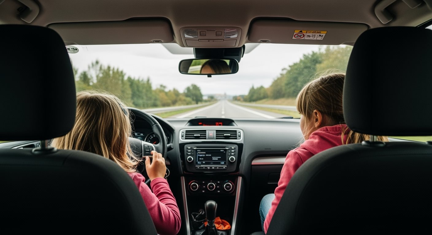 Deti cestujúce autom na zadnom sedadle